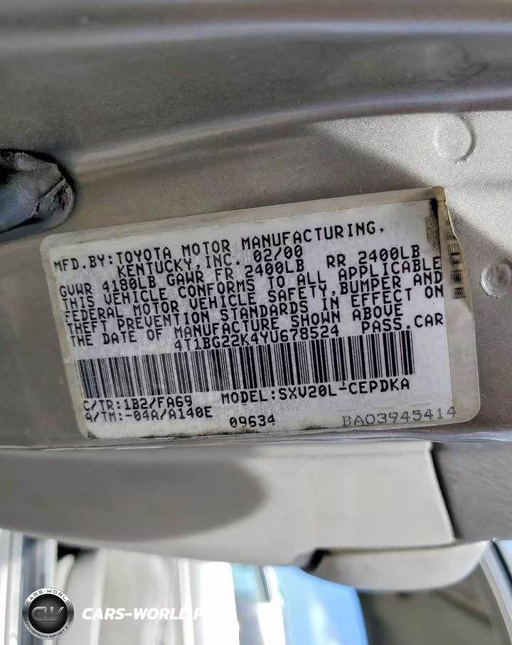 2000 Toyt Camry VIN:4T1BG22K4YU678524 - 12