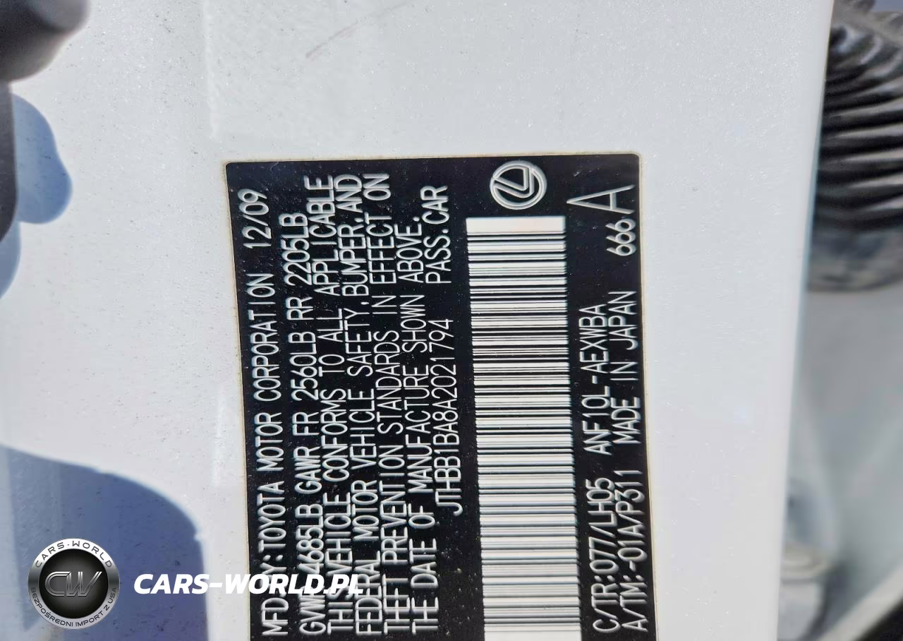 2010 Lexus Hs 250H Premium VIN:JTHBB1BA8A2021794 - 12
