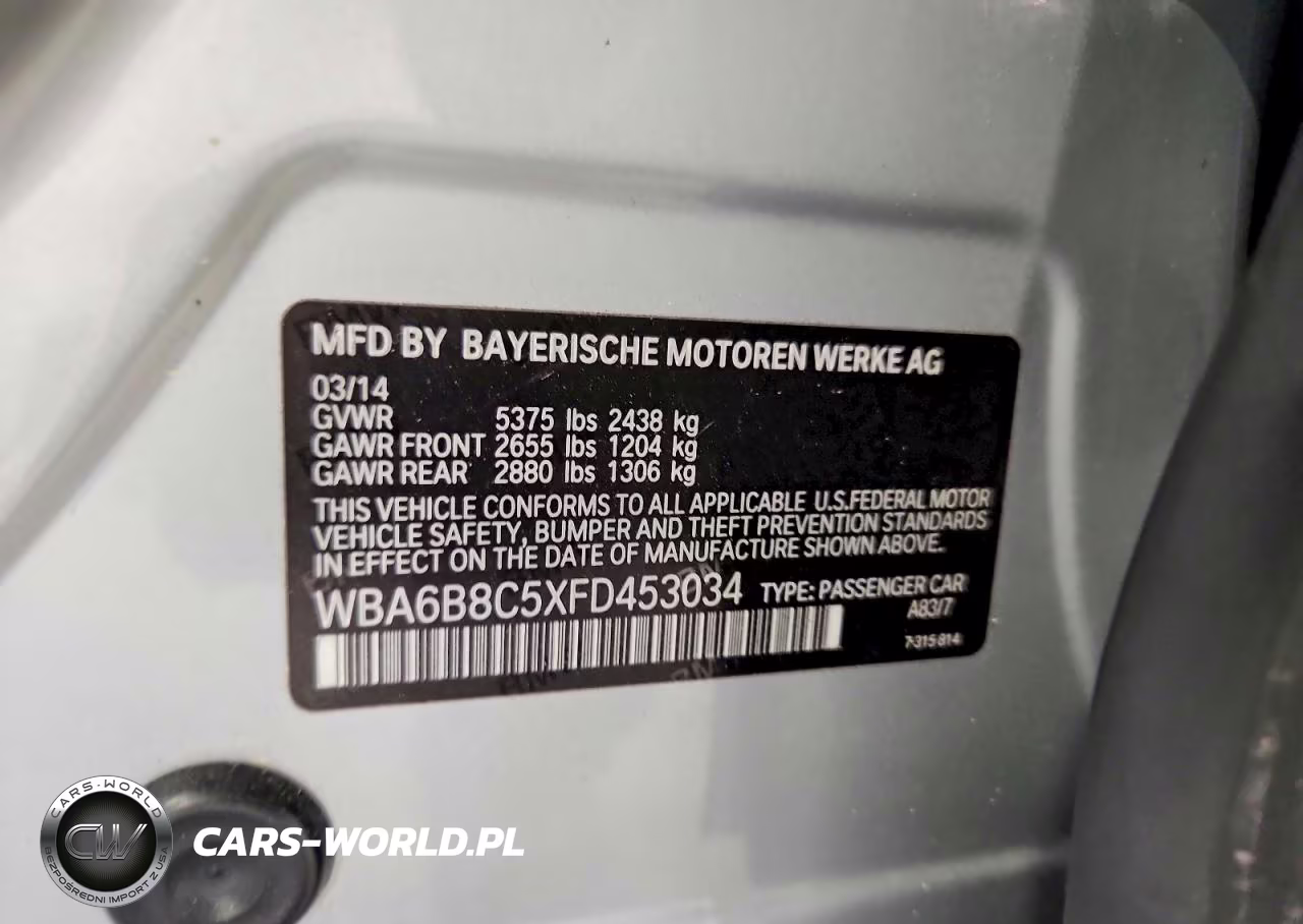 2015 BMW 640 Xi Gran Coupe VIN:WBA6B8C5XFD453034 - 12