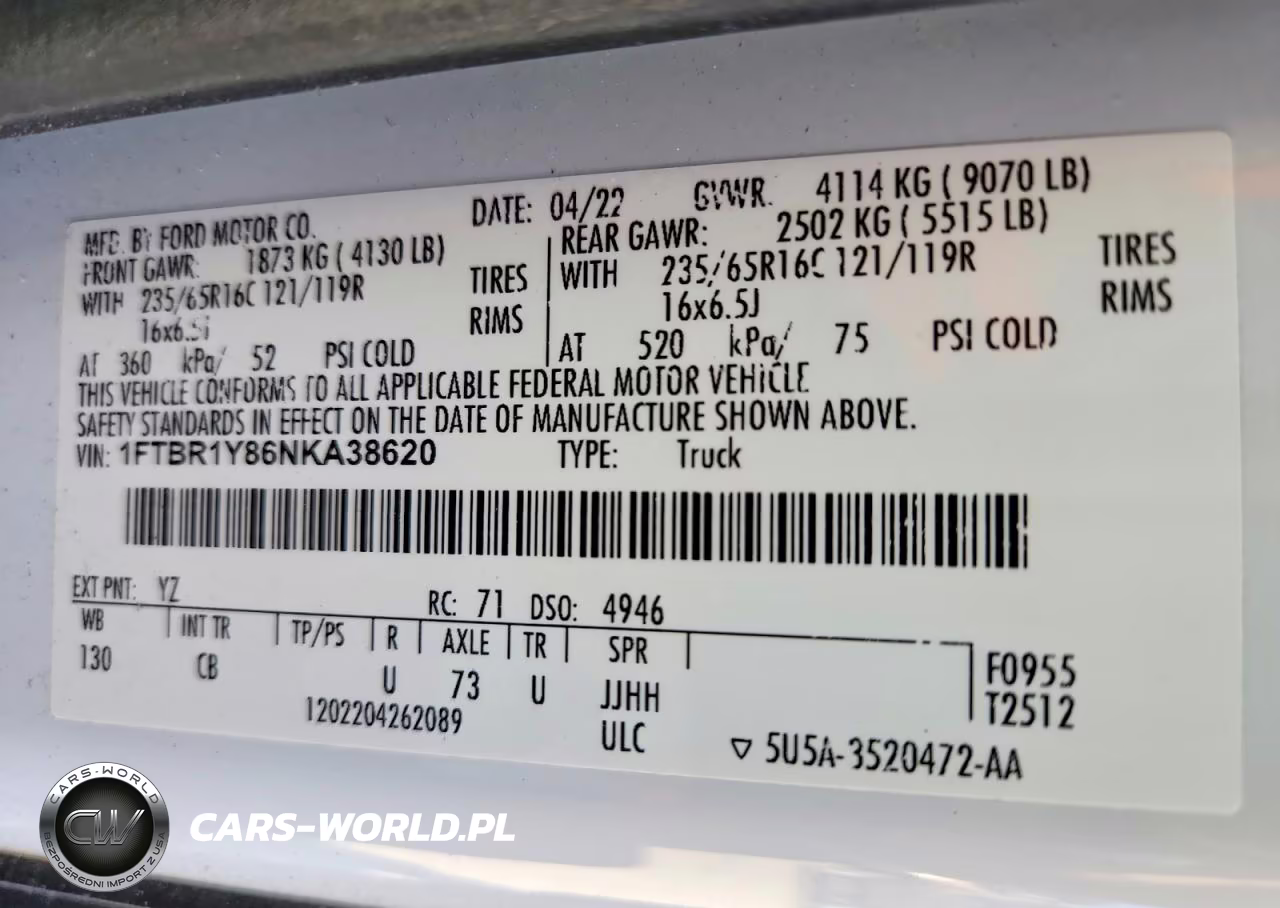 2022 Ford Transit T-250 VIN:1FTBR1Y86NKA38620 - 14