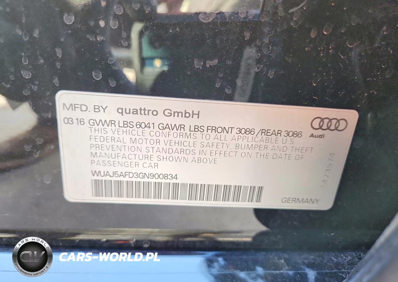 2016 Audi S8 Plus Quattro VIN:WUAJ5AFD3GN900834 - 12