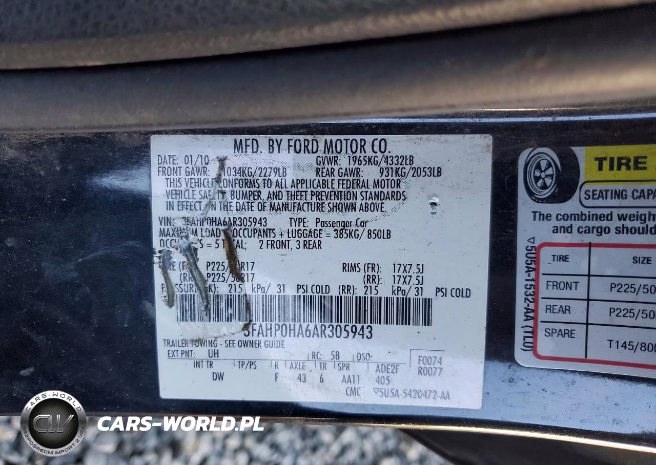 2010 Ford Fusion Se VIN:3FAHP0HA6AR305943 - 12
