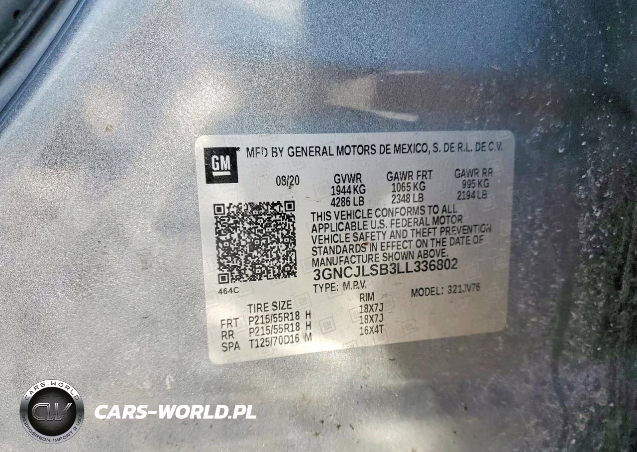 2020 Chevrolet Trax 1Lt VIN:3GNCJLSB3LL336802 - 13