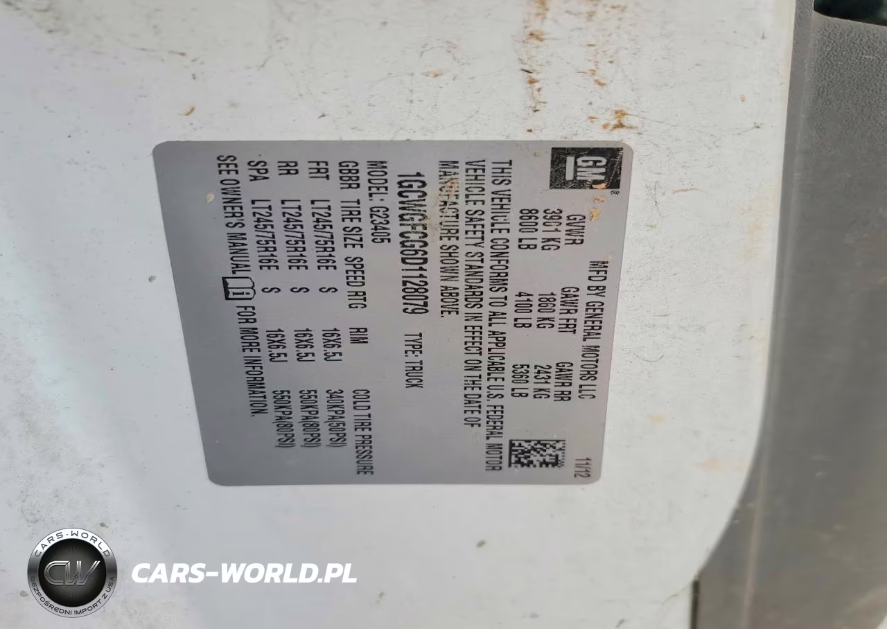 2013 Chevrolet Express 2500 Cargo Delivery Van VIN:1GCWGFCG6D1128079 - 13