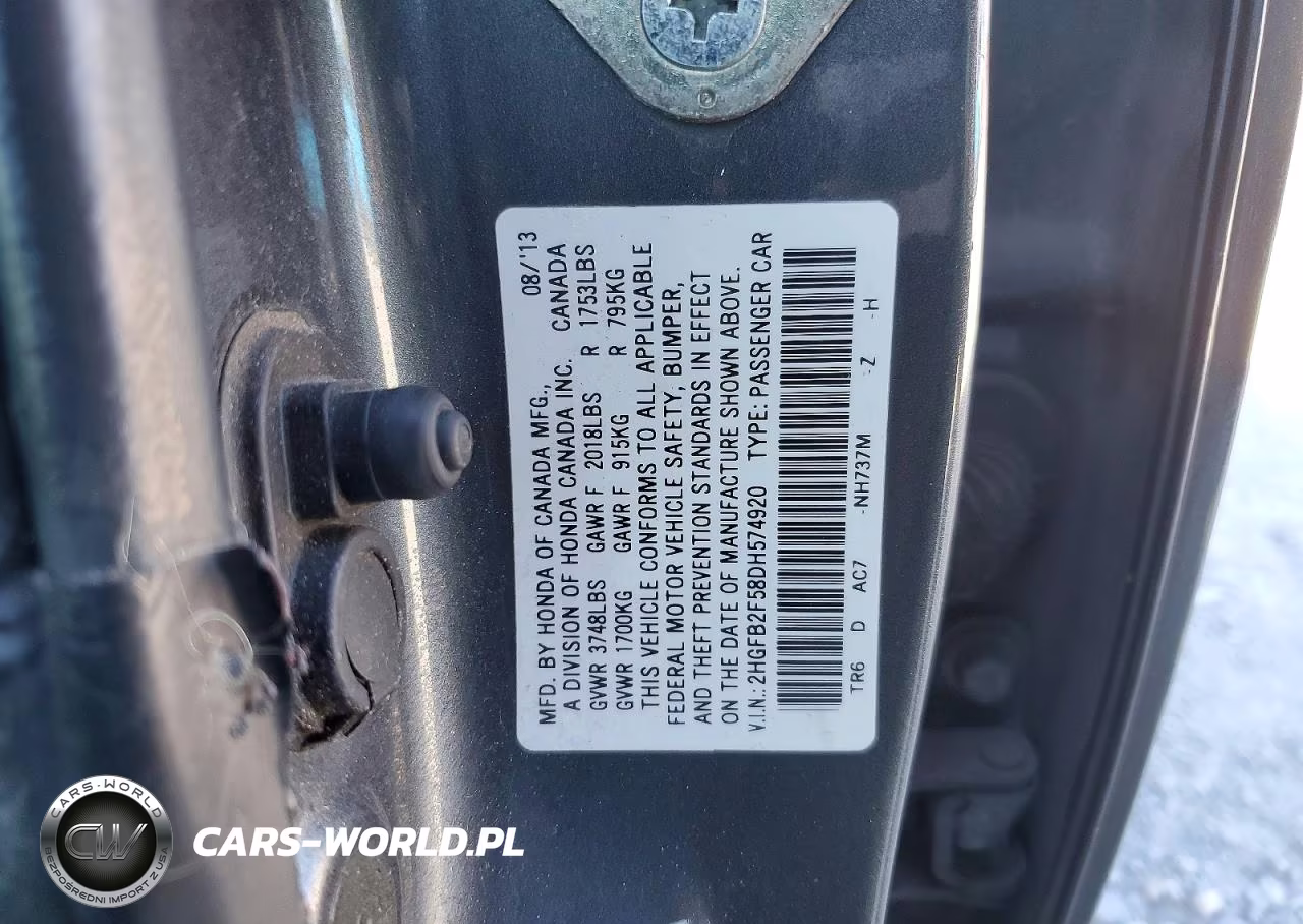 2013 Honda Civic Lx VIN:2HGFB2F58DH574920 - 12