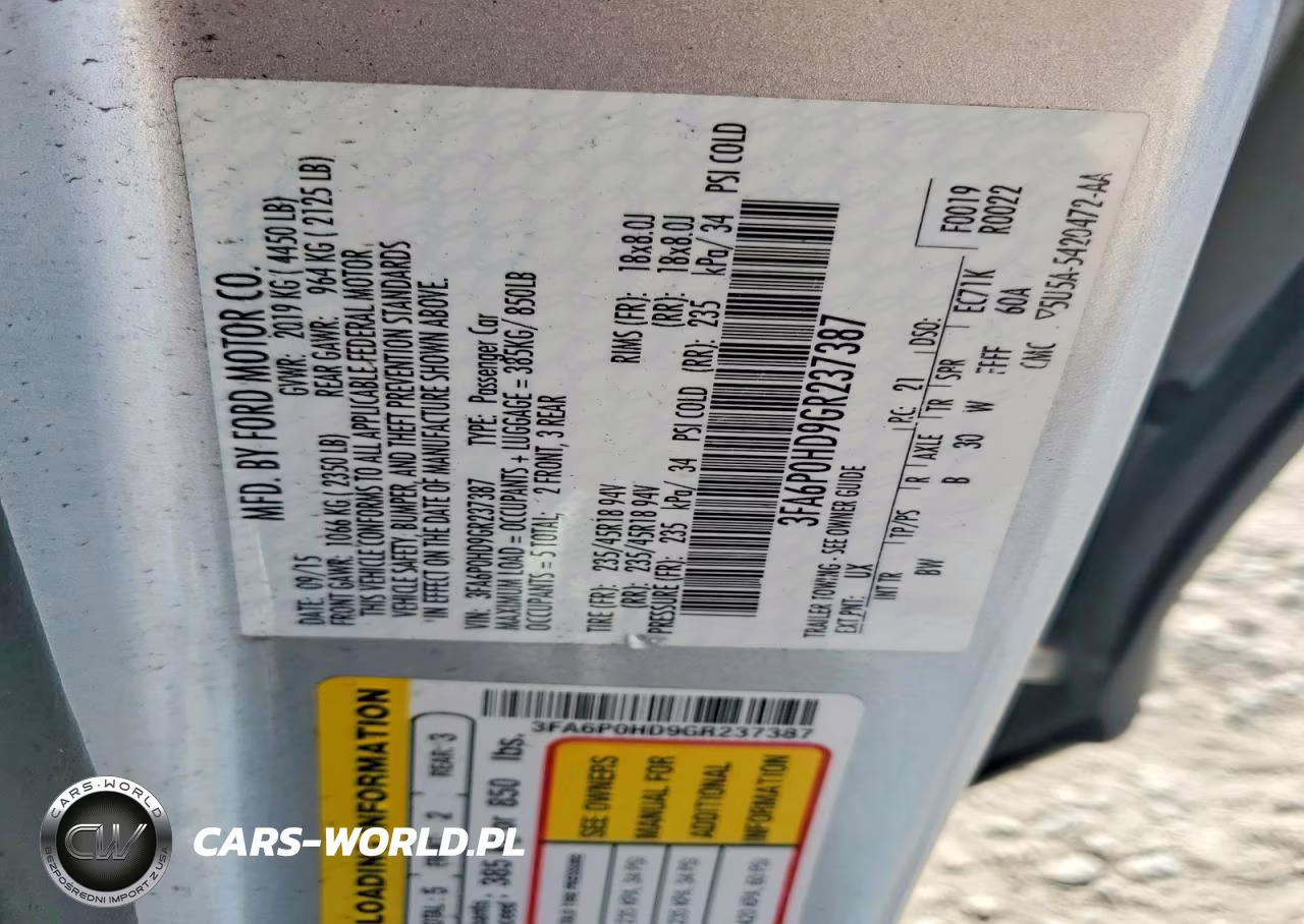 2016 Ford Fusion VIN:3FA6P0HD9GR237387 - 12