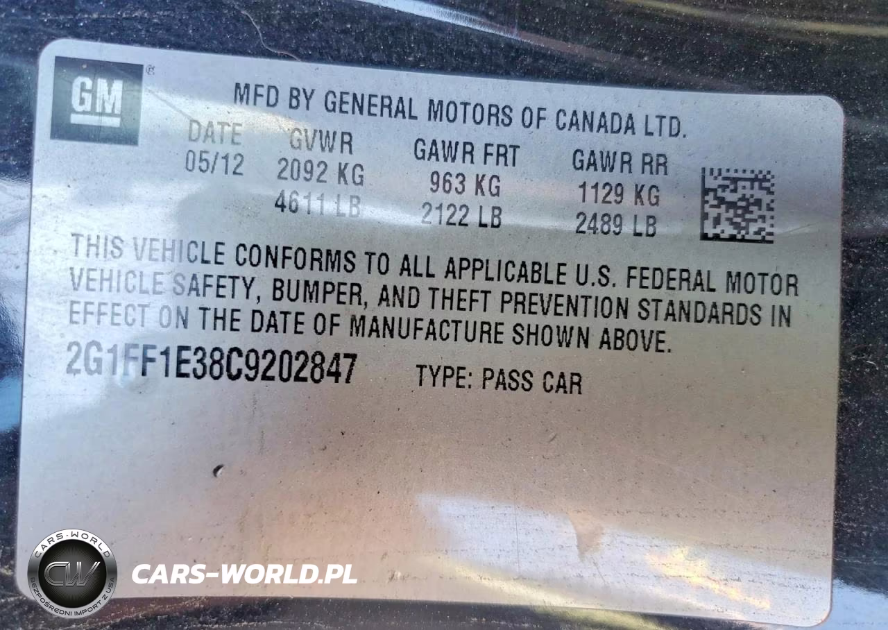 2012 Chevrolet Camaro Lt VIN:2G1FF1E38C9202847 - 12