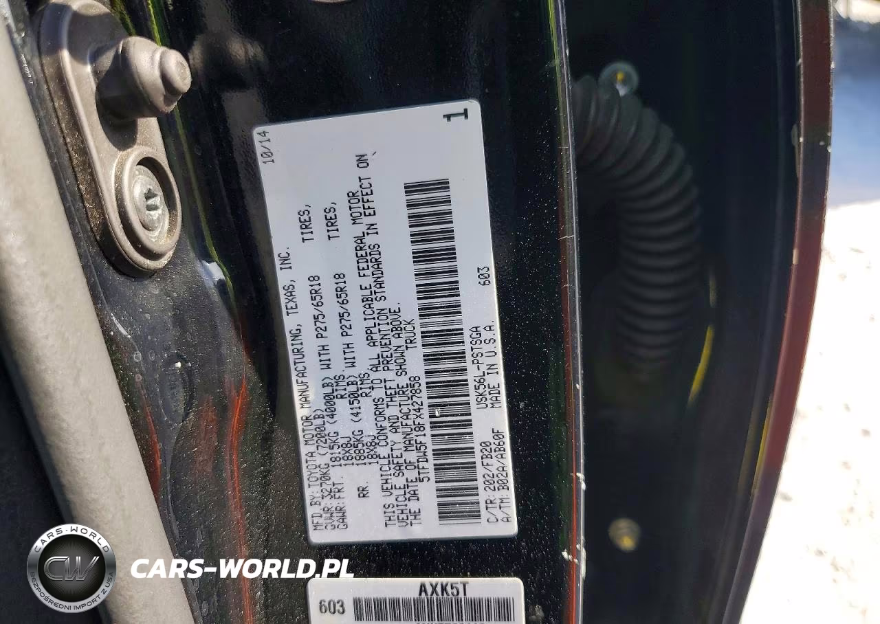2015 Toyota Tundra Sr5 VIN:5TFDW5F18FX427858 - 12