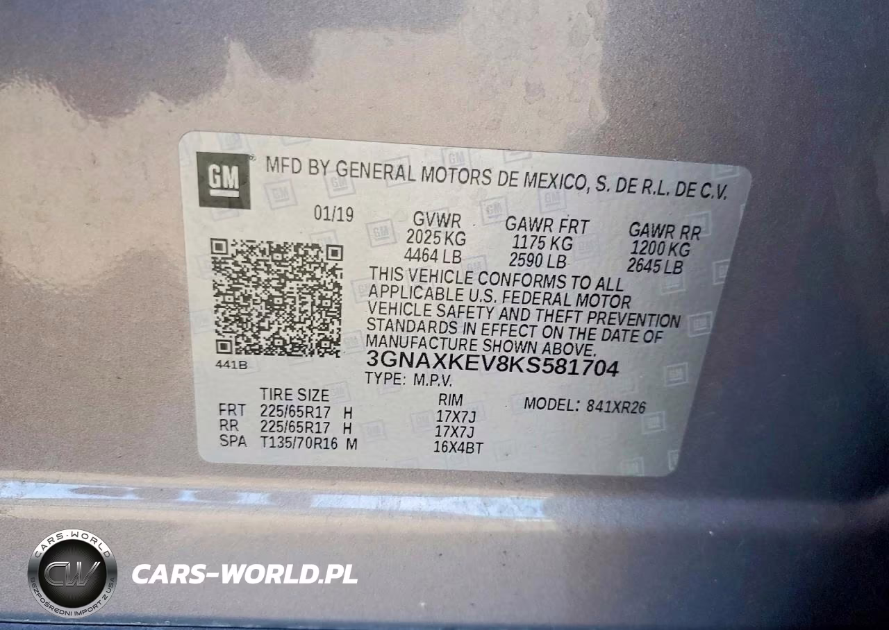 2019 Chevrolet Equinox Lt VIN:3GNAXKEV8KS581704 - 13