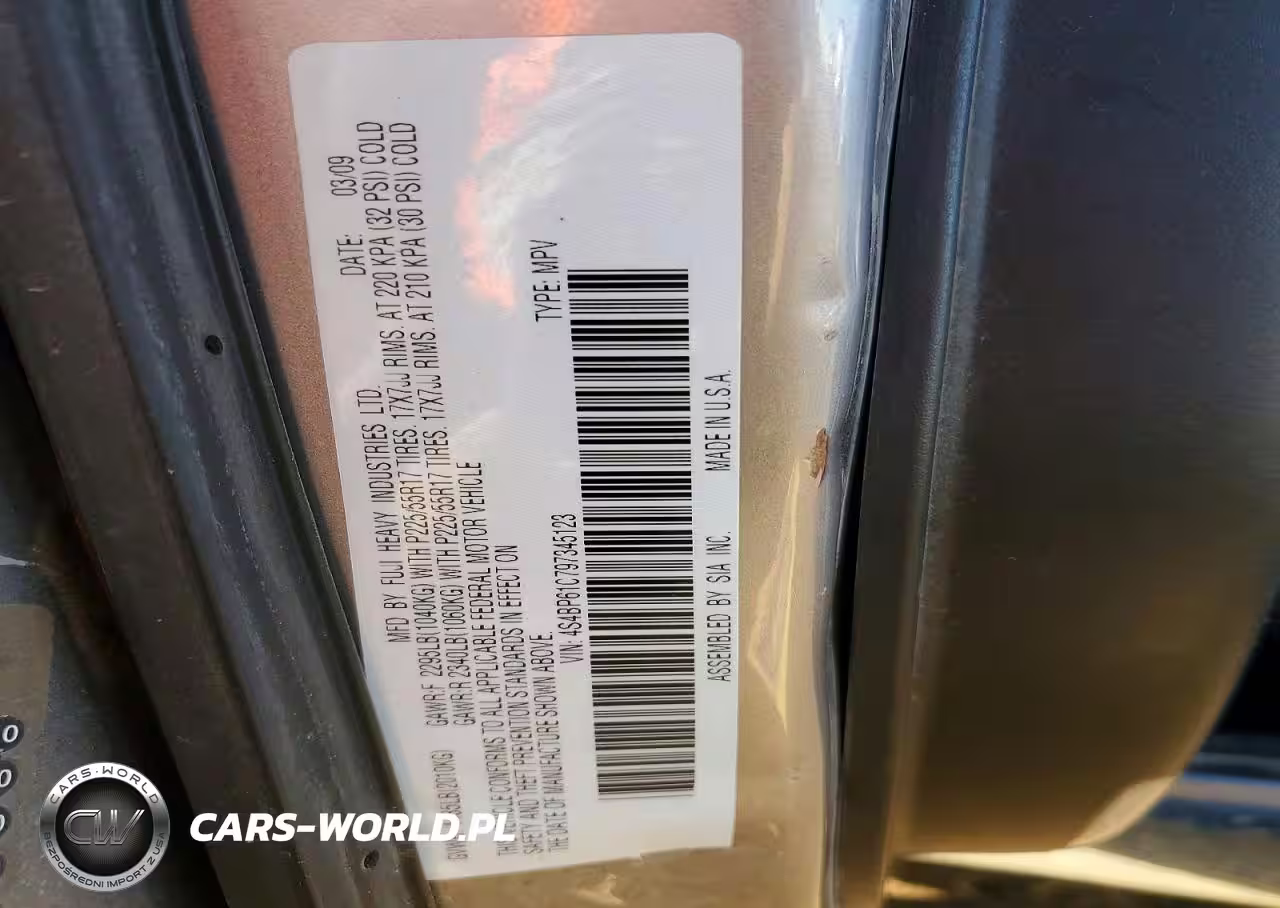 2009 Subaru Outback 2.5I VIN:4S4BP61C797345123 - 14