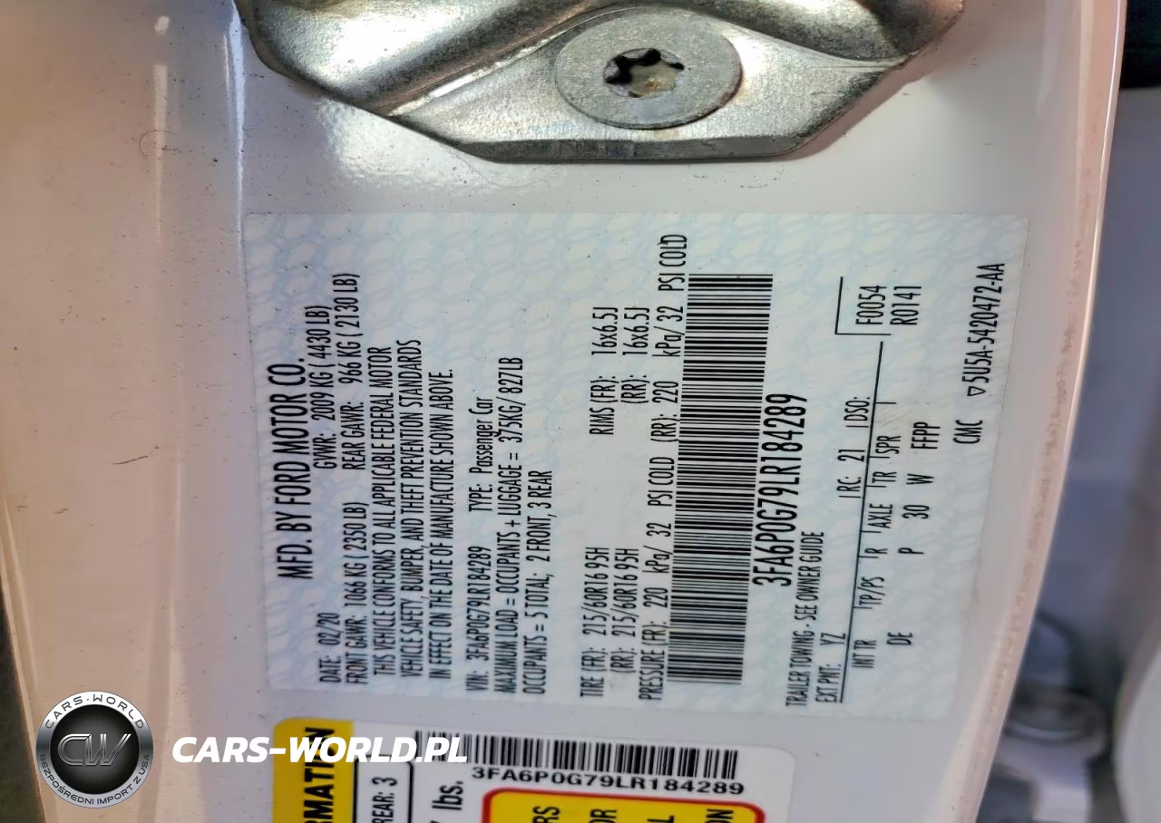 2020 Ford Fusion S VIN:3FA6P0G79LR184289 - 13