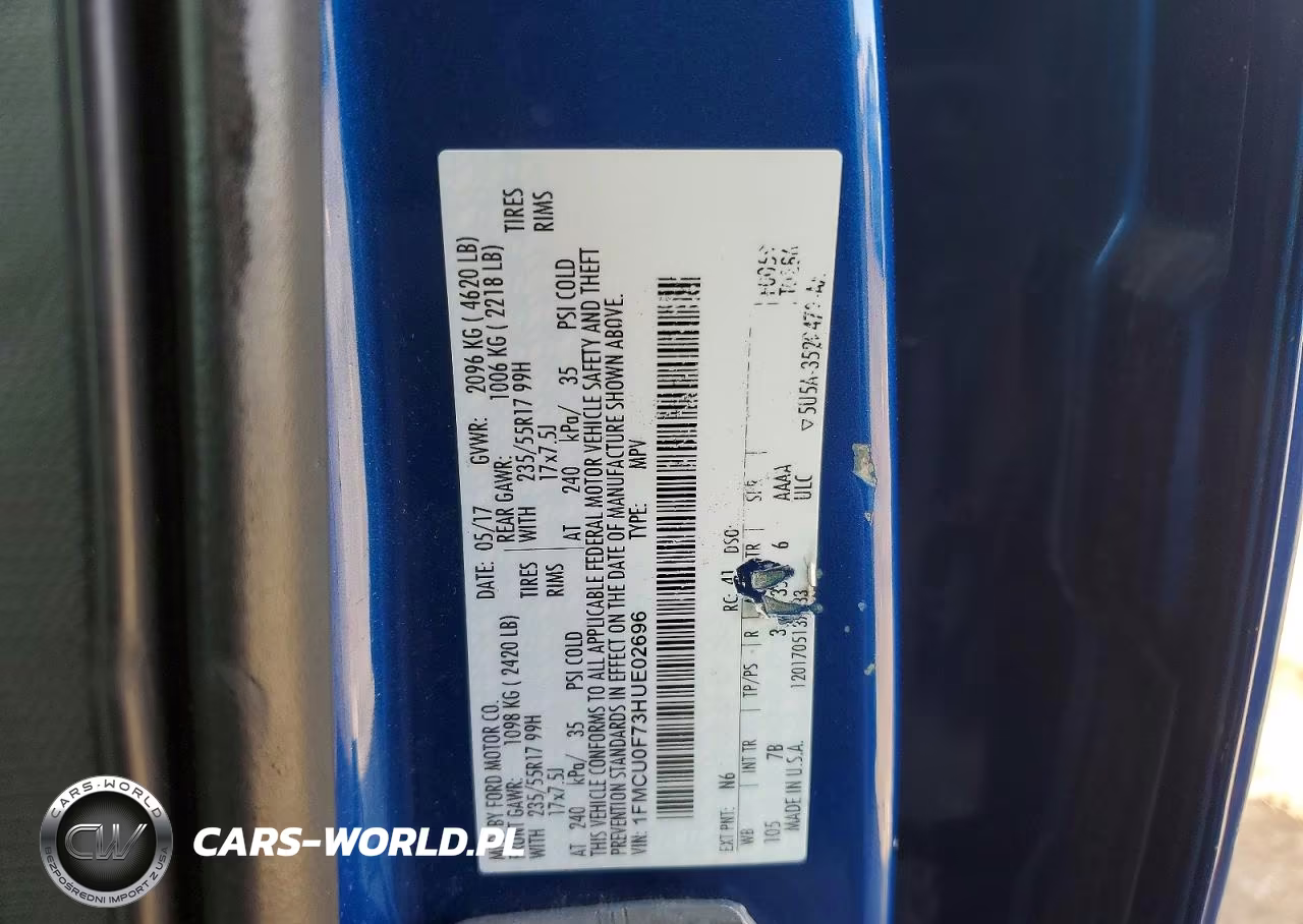 2017 Ford Escape S VIN:1FMCU0F73HUE02696 - 12