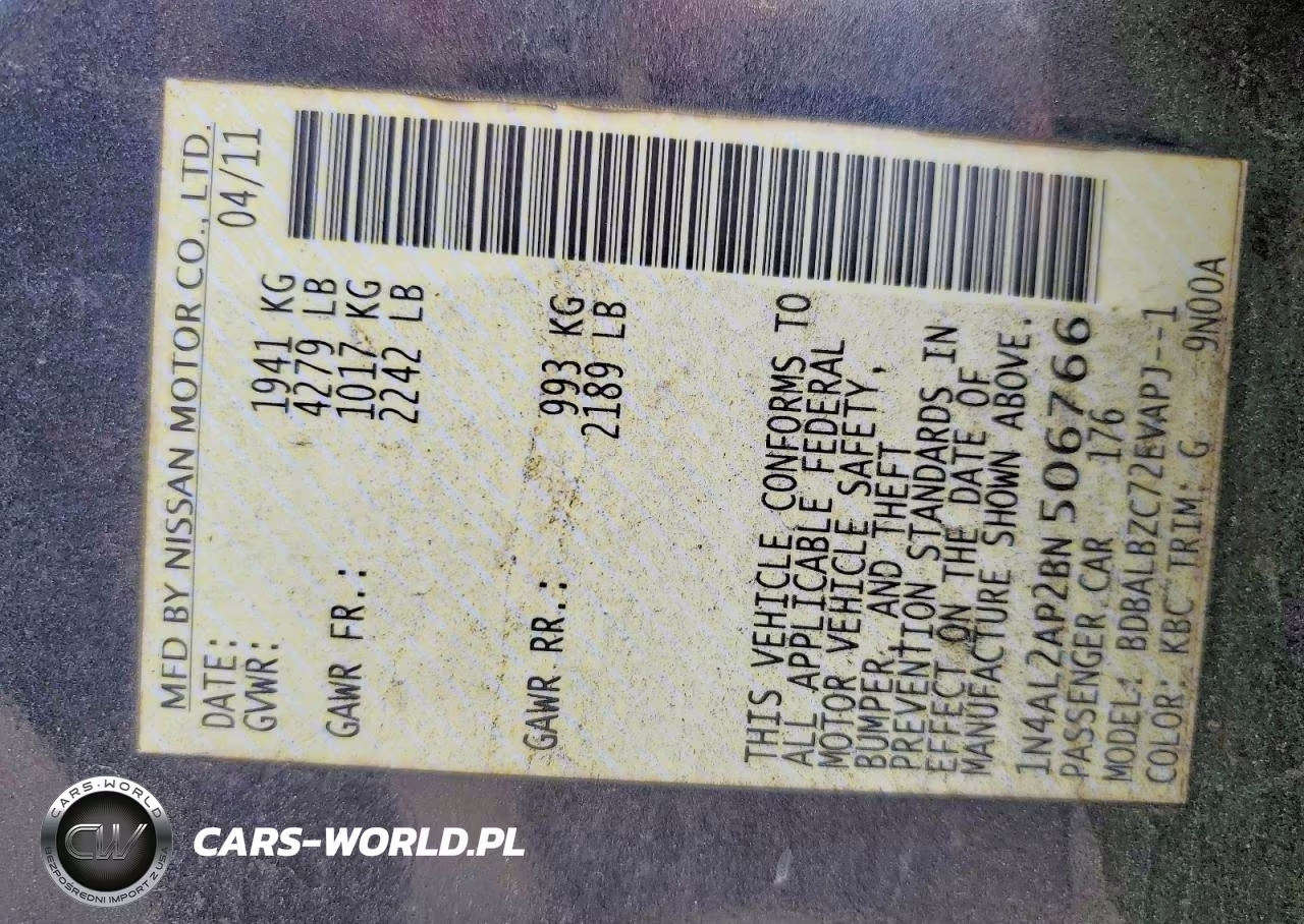 2011 Nissan Altima 2.5 VIN:1N4AL2AP2BN506766 - 13