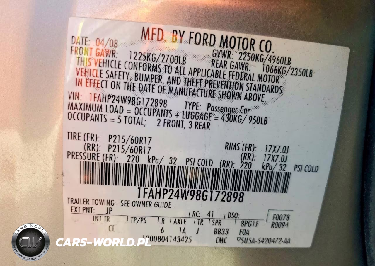 2008 Ford Taurus Sel VIN:1FAHP24W98G172898 - 13