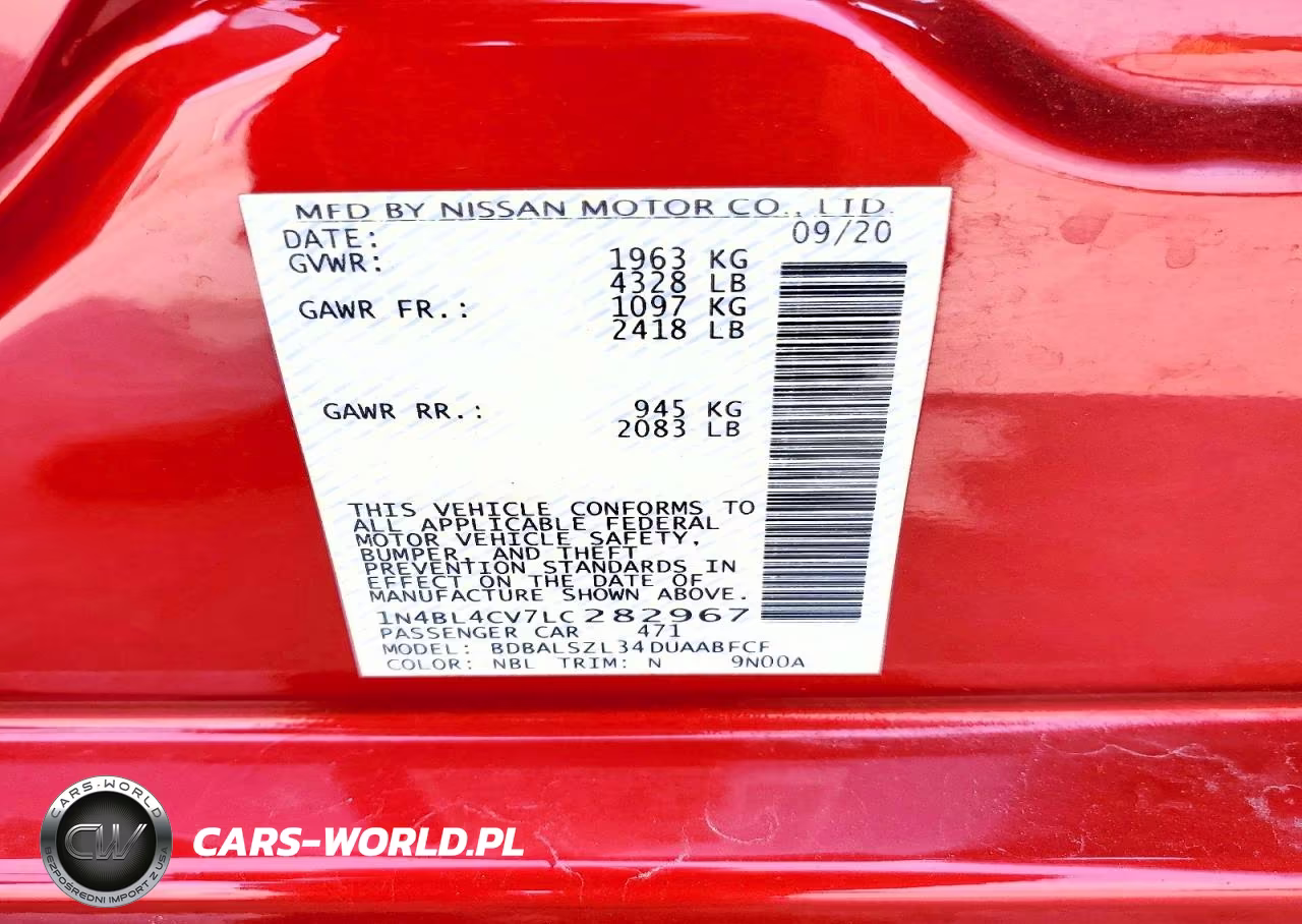 2020 Nissan Altima 2.5 Sr VIN:1N4BL4CV7LC282967 - 12