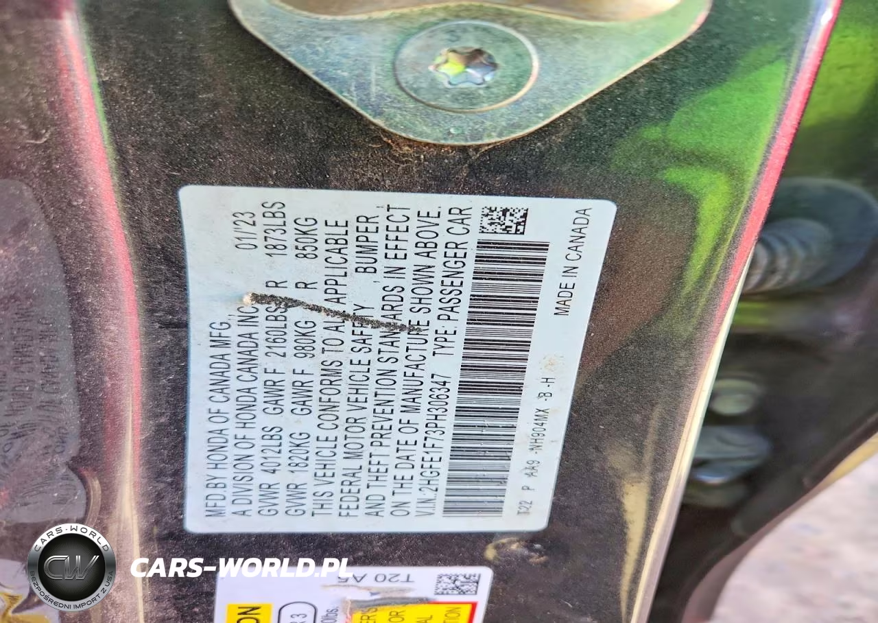 2023 Honda Civic Ex VIN:2HGFE1F73PH306347 - 12