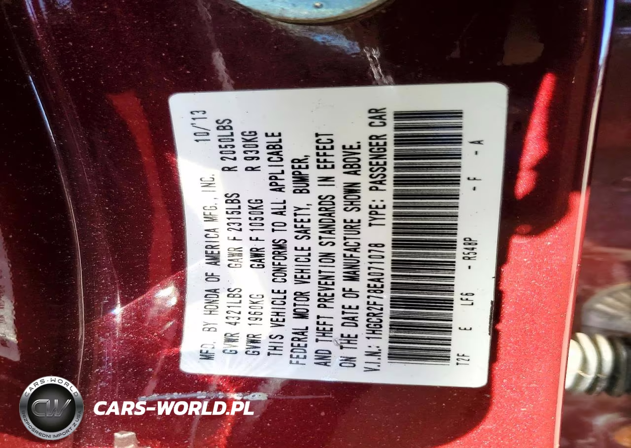 2014 Honda Accord Ex VIN:1HGCR2F78EA071078 - 12