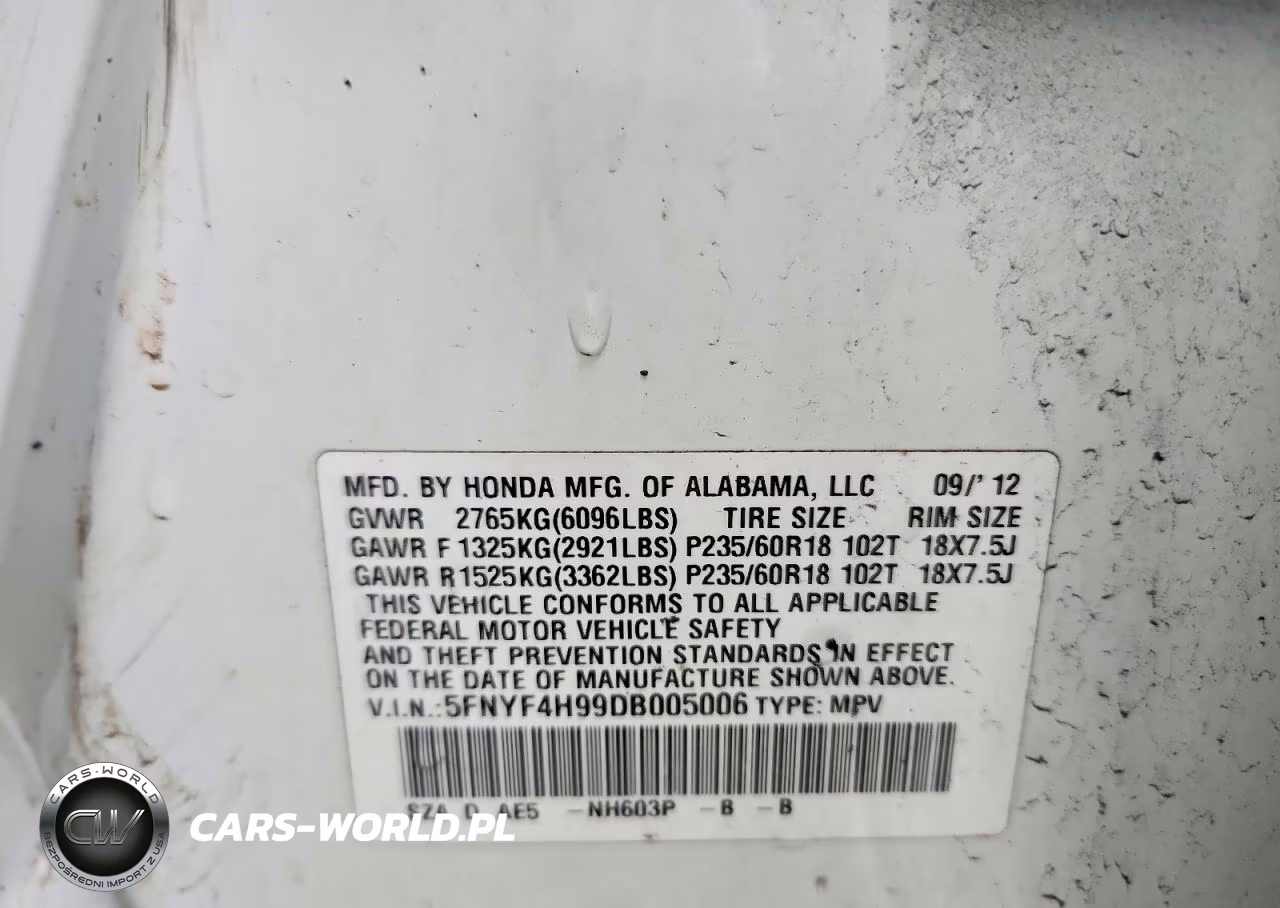 2013 Honda Pilot Touring VIN:5FNYF4H99DB005006 - 12