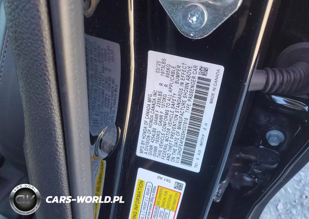 2025 Honda Civic Sport VIN:2HGFE4F82SH337818 - 12