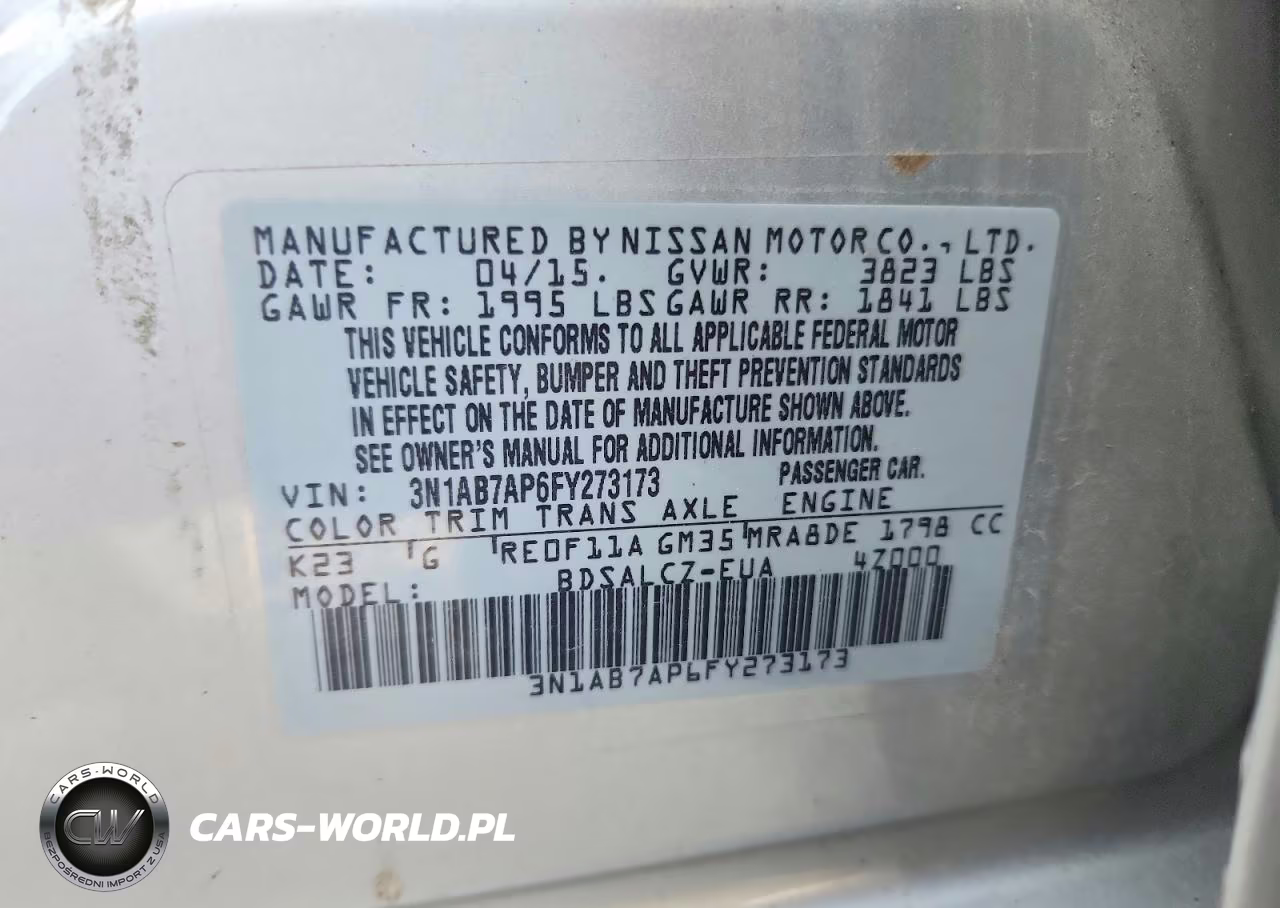 2015 Nissan Sentra S VIN:3N1AB7AP6FY273173 - 12