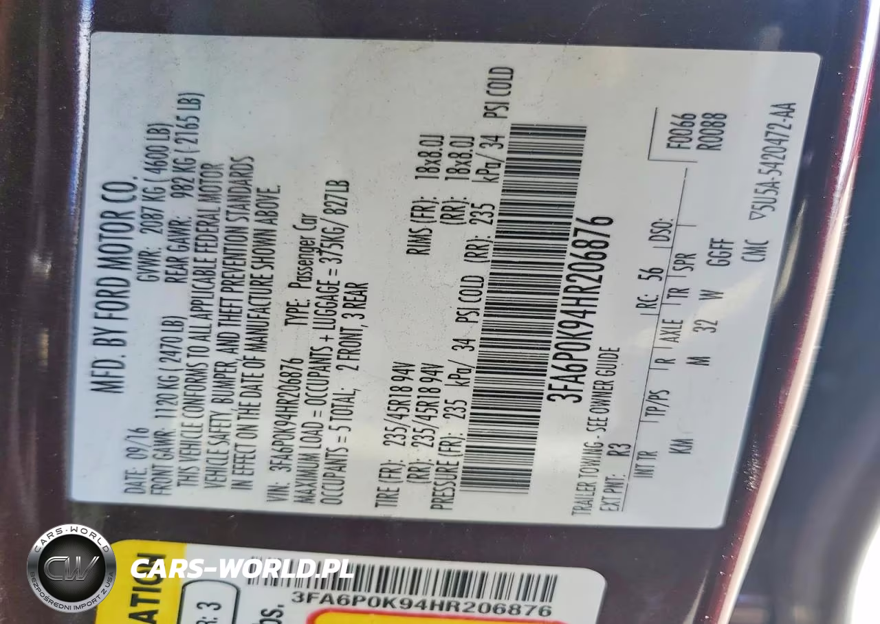 2017 Ford Fusion Titanium VIN:3FA6P0K94HR206876 - 13