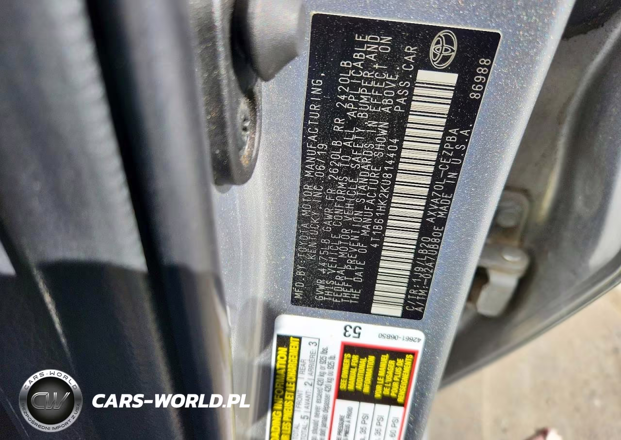 2019 Toyota Camry Xse VIN:4T1B61HK2KU814404 - 13