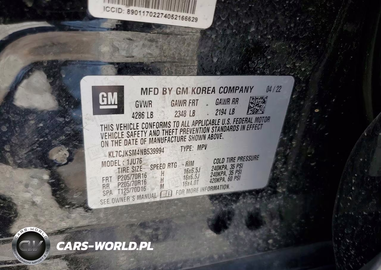 2022 Chevrolet Trax Ls VIN:KL7CJKSM4NB539994 - 12