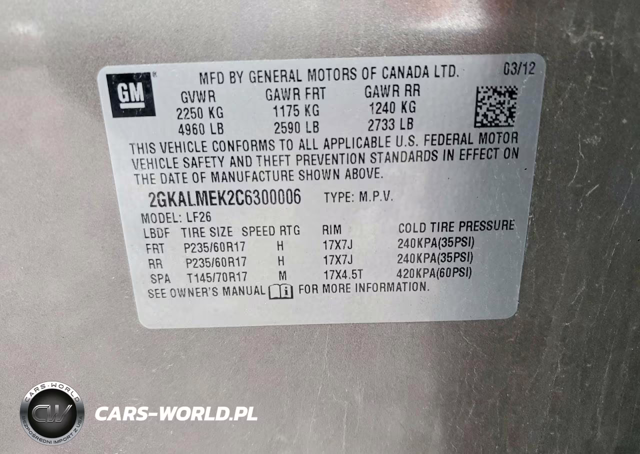 2012 GMC Terrain Sle VIN:2GKALMEK2C6300006 - 12