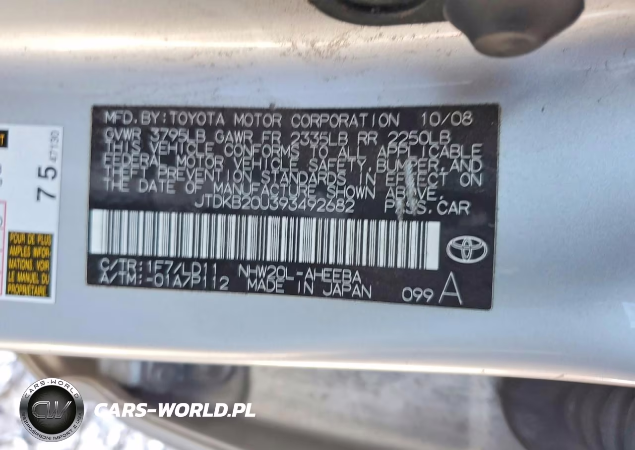 2009 Toyota Prius Base VIN:JTDKB20U393492682 - 12