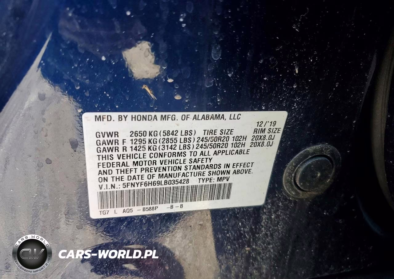 2020 Honda Pilot Touring VIN:5FNYF6H69LB035428 - 13