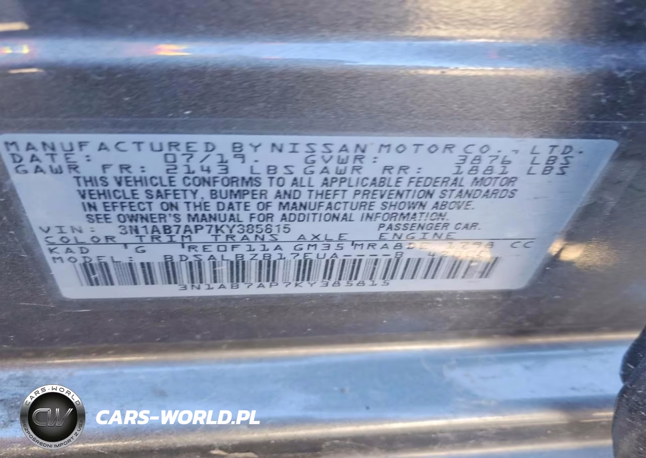 2019 Nissan Sentra S VIN:3N1AB7AP7KY385815 - 13