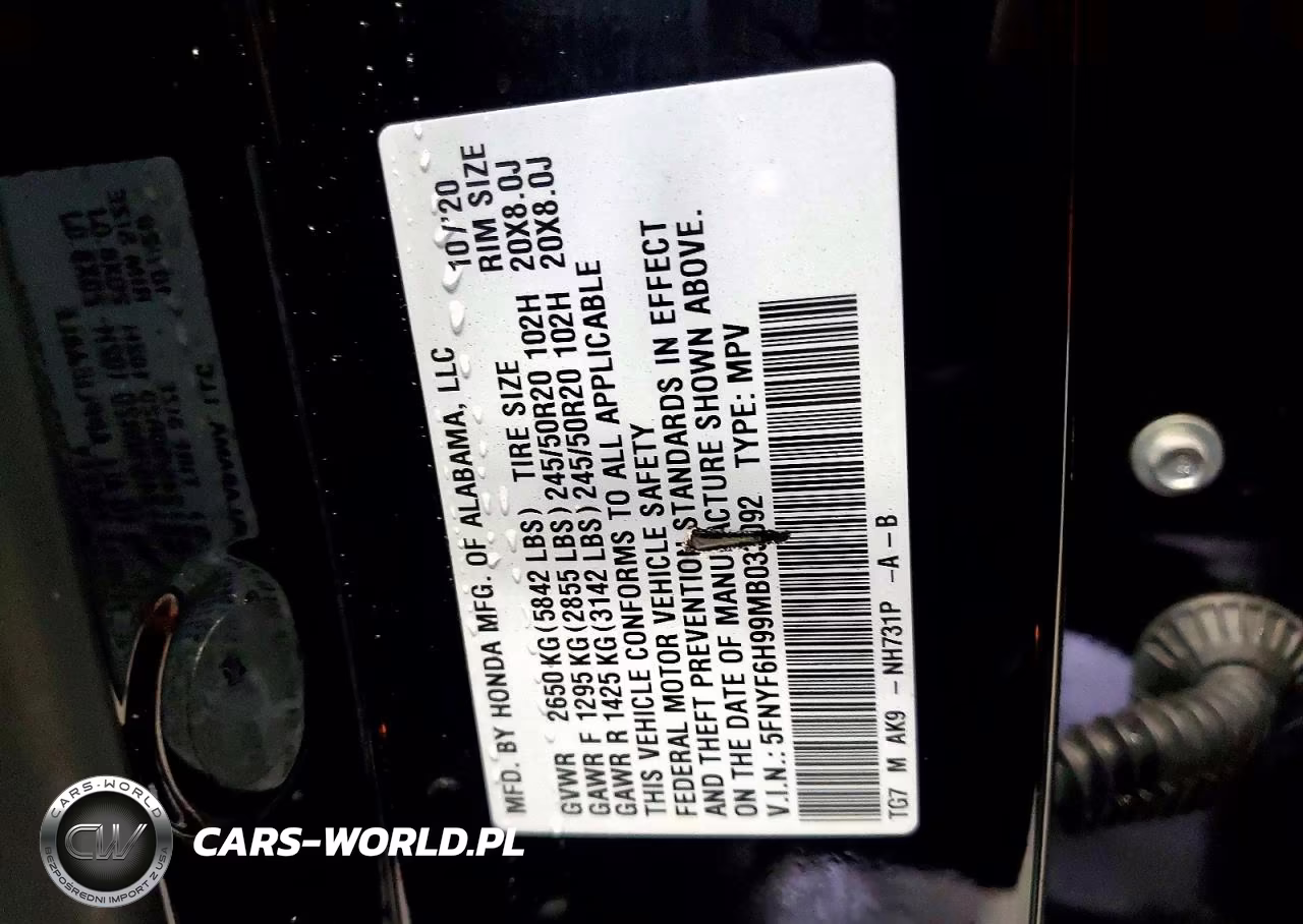 2021 Honda Pilot Touring VIN:5FNYF6H99MB033092 - 13