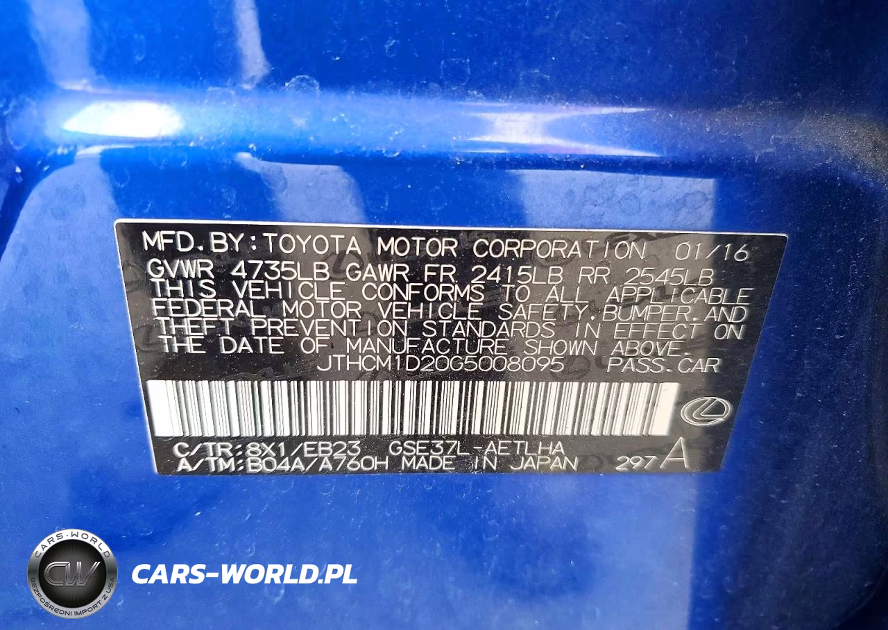 2016 Lexus Is 300 Base VIN:JTHCM1D20G5008095 - 12