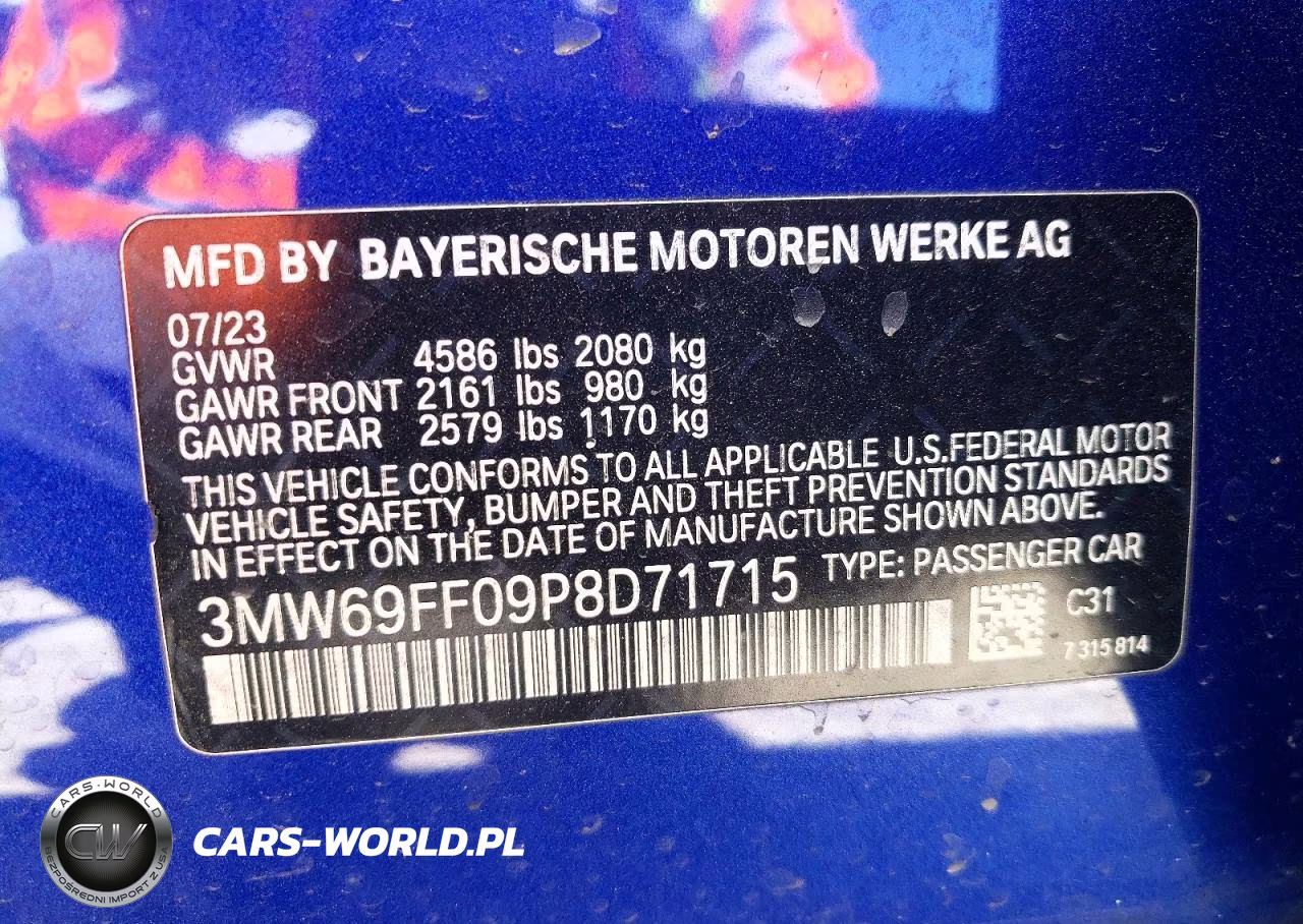 2023 BMW 330I VIN:3MW69FF09P8D71715 - 12