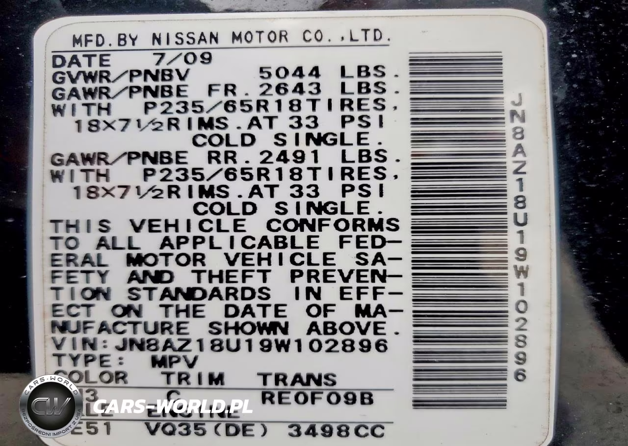 2009 Nissan Murano S VIN:JN8AZ18U19W102896 - 13