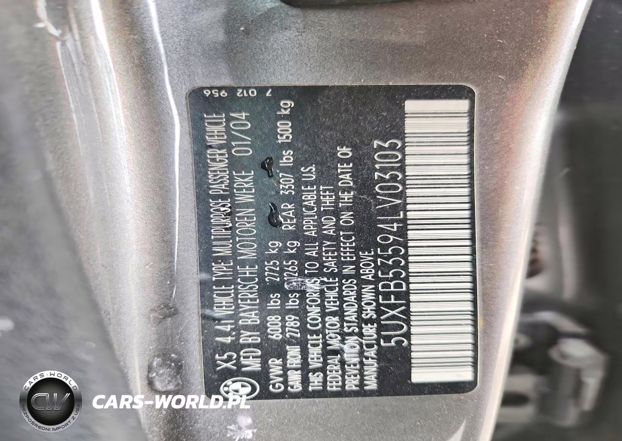 2004 BMW X5 4.4I VIN:5UXFB53594LV03103 - 13