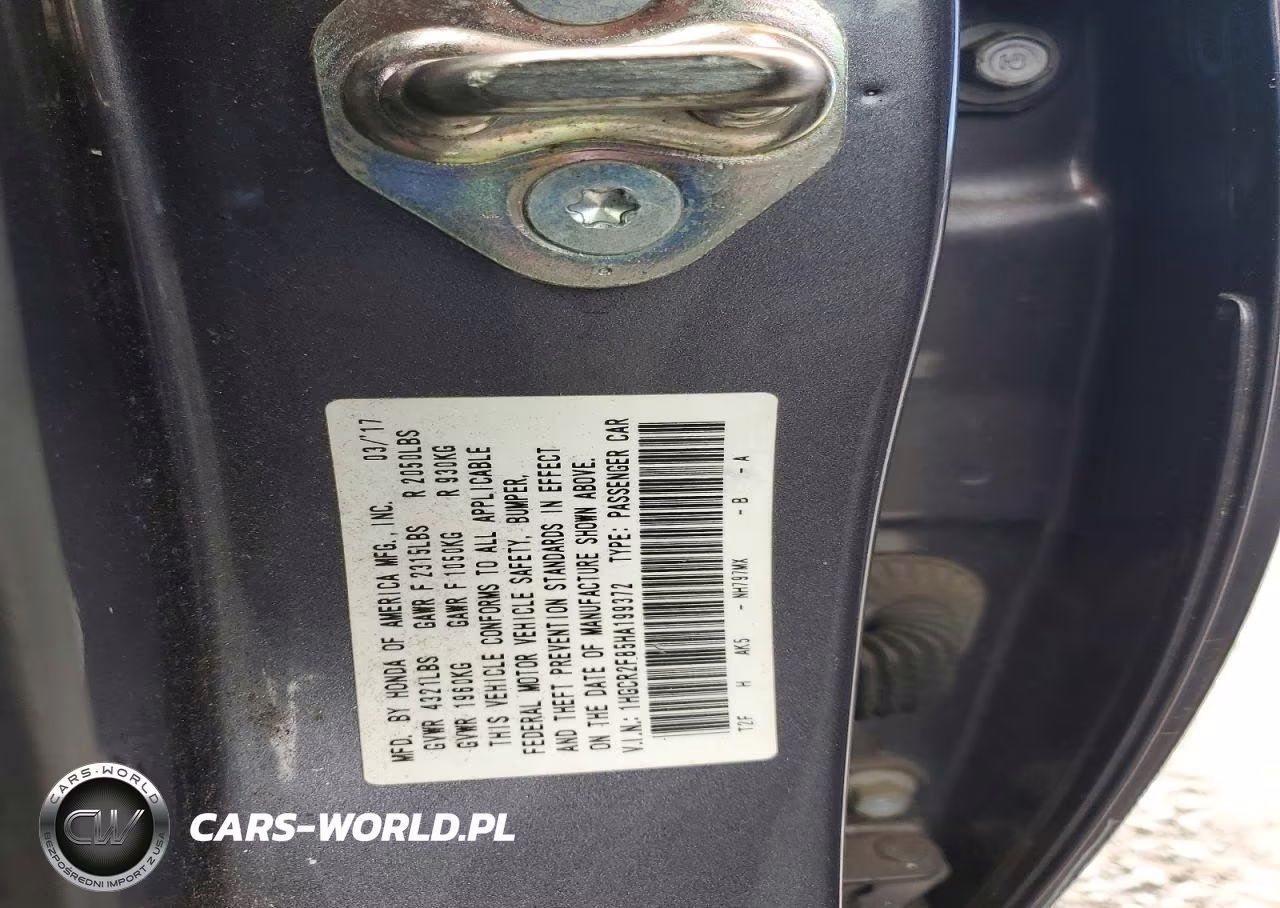 2017 Honda Accord Exl VIN:1HGCR2F85HA199372 - 12