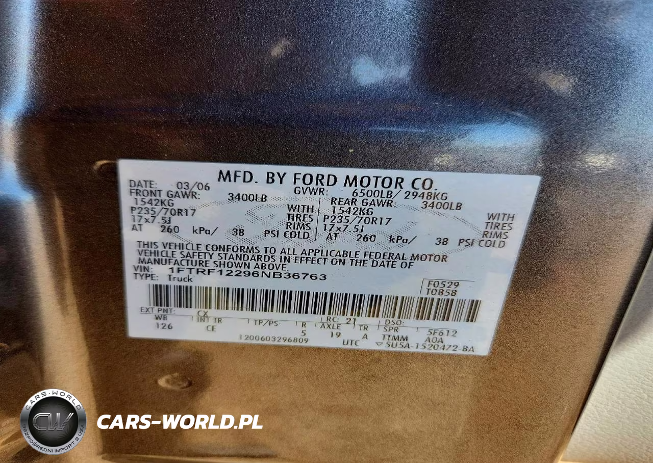 2006 Ford F150 VIN:1FTRF12296NB36763 - 12