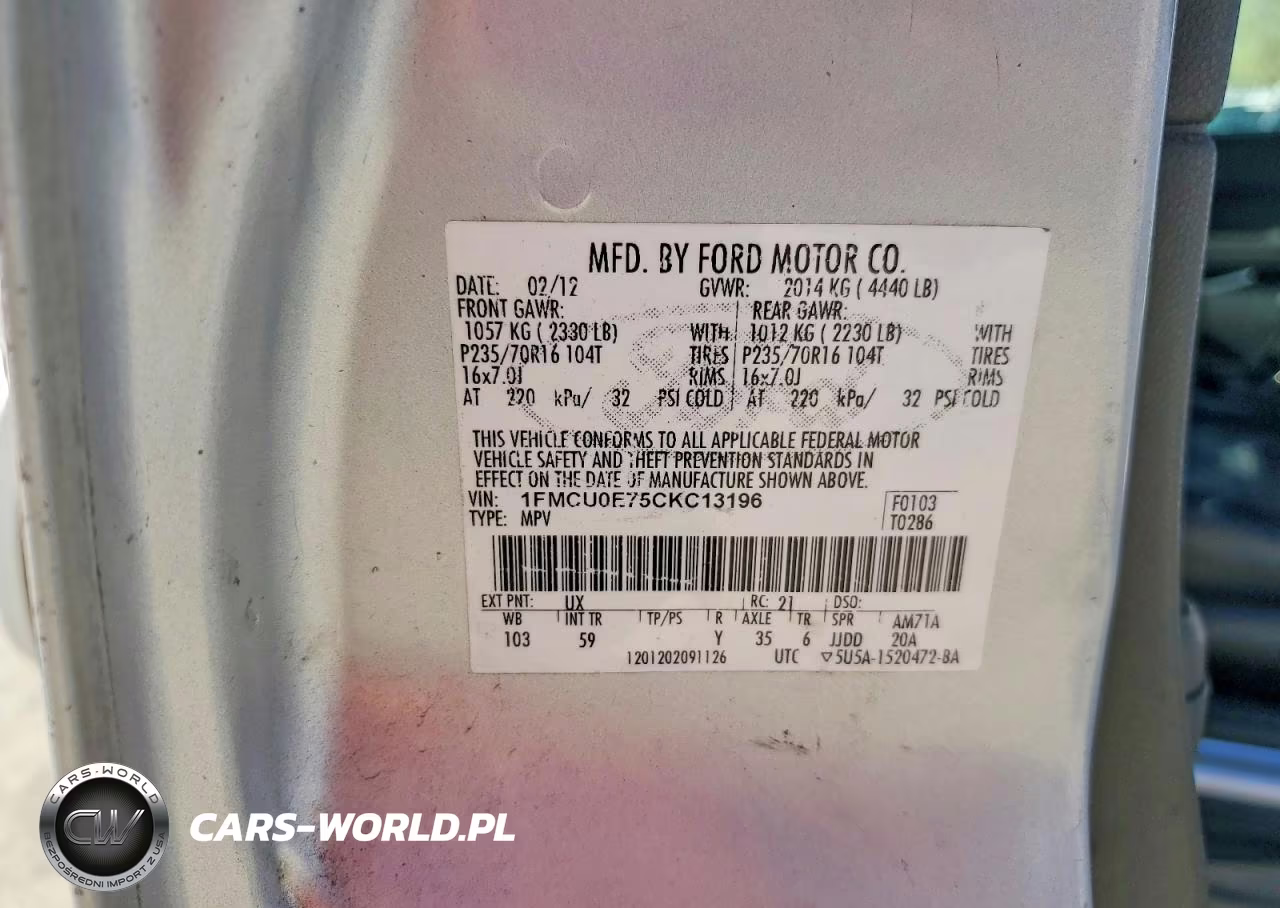 2012 Ford Escape Limited VIN:1FMCU0E75CKC13196 - 13