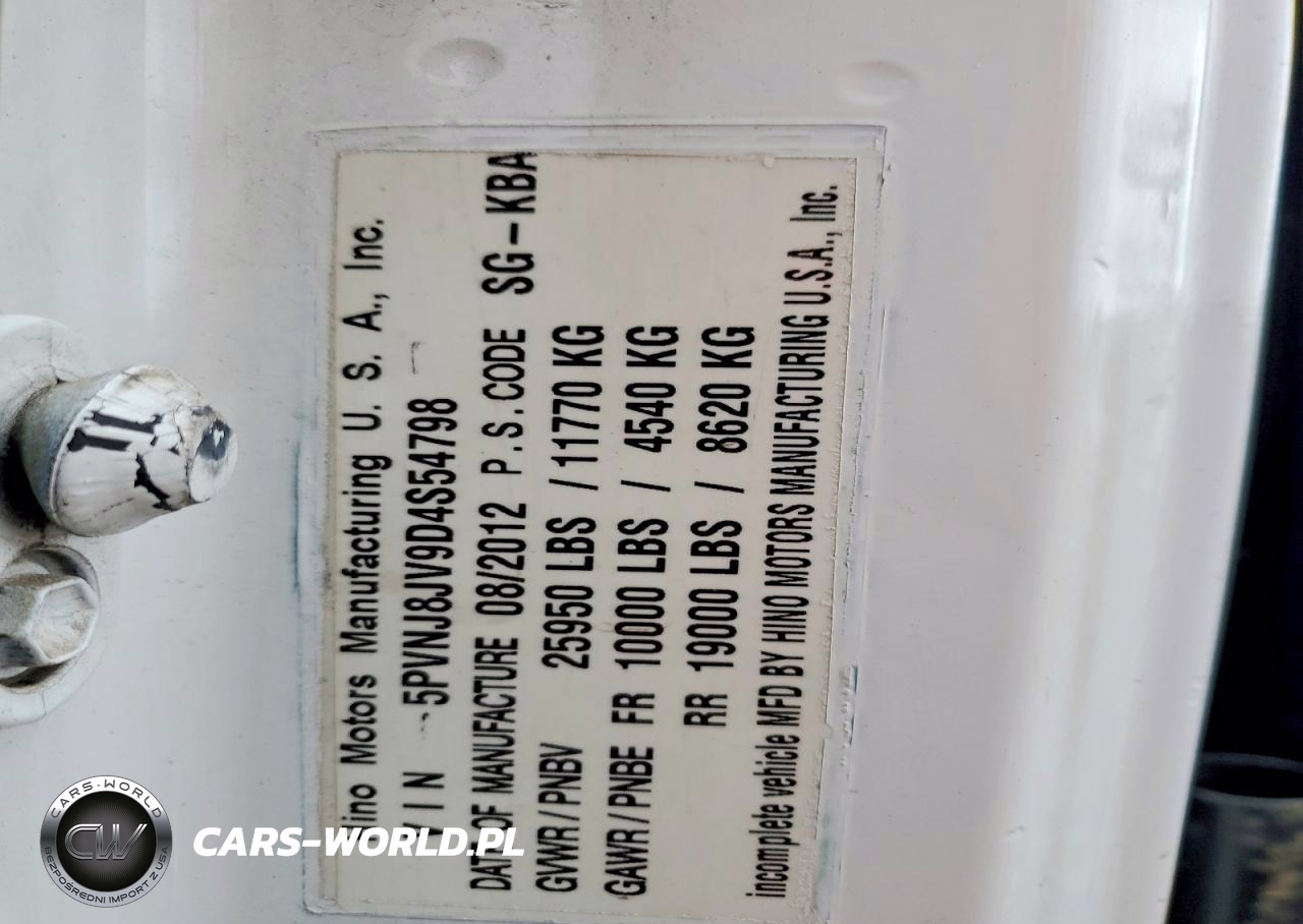 2013 Hino 258-268 Dump Truck VIN:5PVNJ8JV9D4S54798 - 10