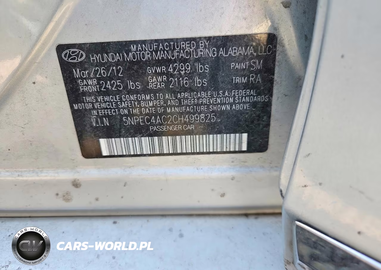 2012 Hyundai Sonata Limited VIN:5NPEC4AC2CH499825 - 12