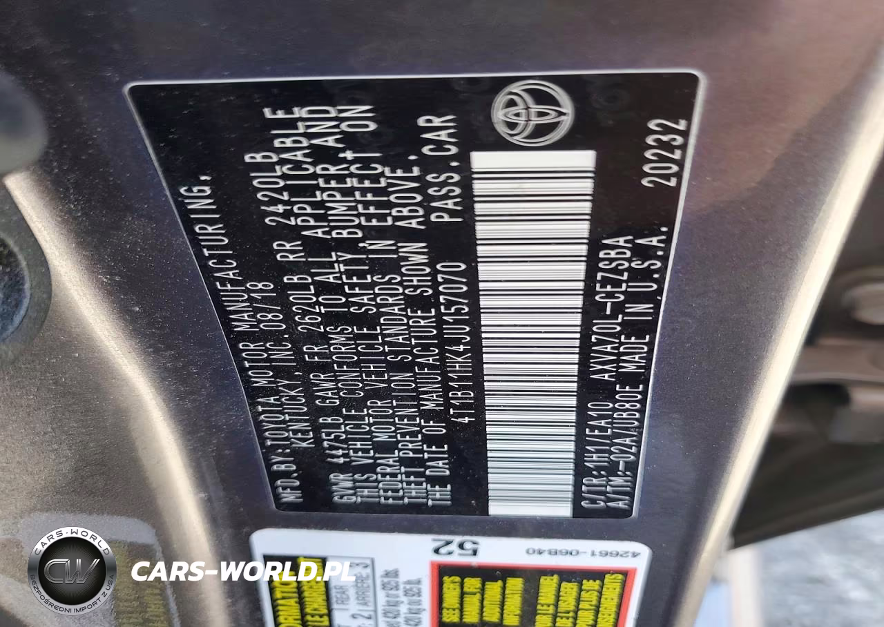 2018 Toyota Camry Se VIN:4T1B11HK4JU157070 - 12