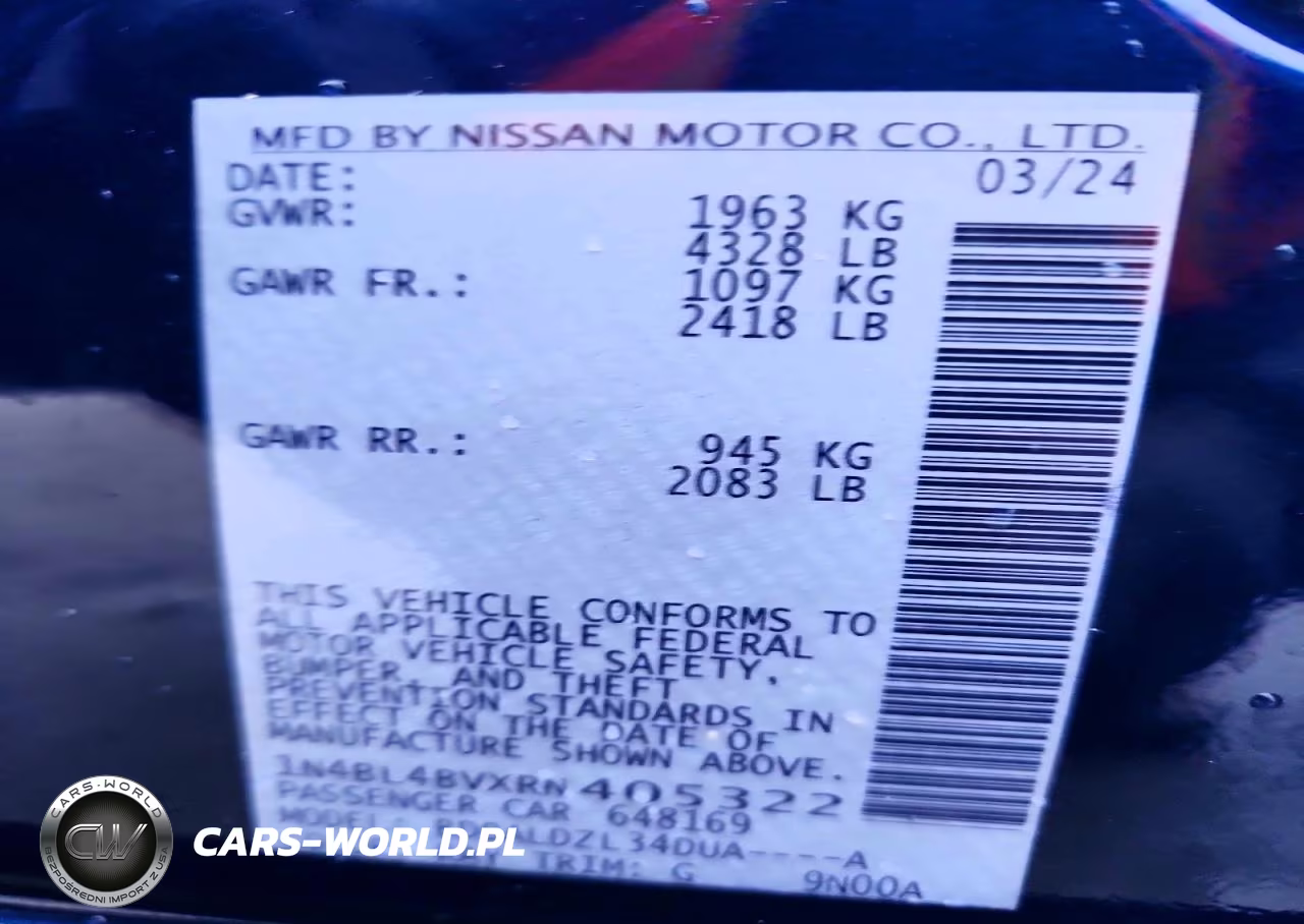 2024 Nissan Altima 2.5 S VIN:1N4BL4BVXRN405322 - 13