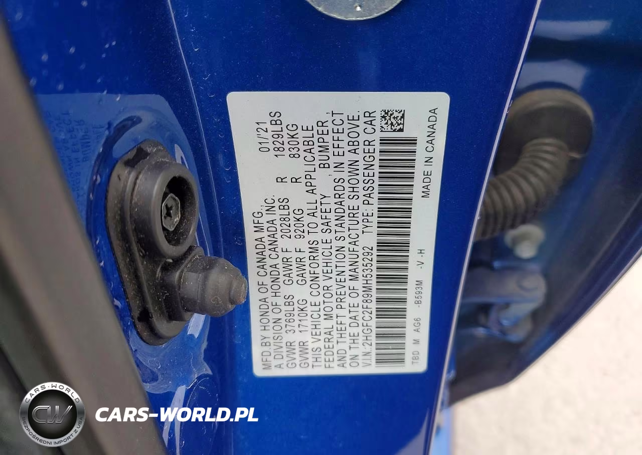 2021 Honda Civic Sport VIN:2HGFC2F89MH535292 - 12