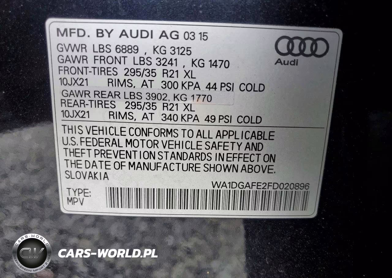 2015 Audi Q7 Prestige VIN:WA1DGAFE2FD020896 - 14