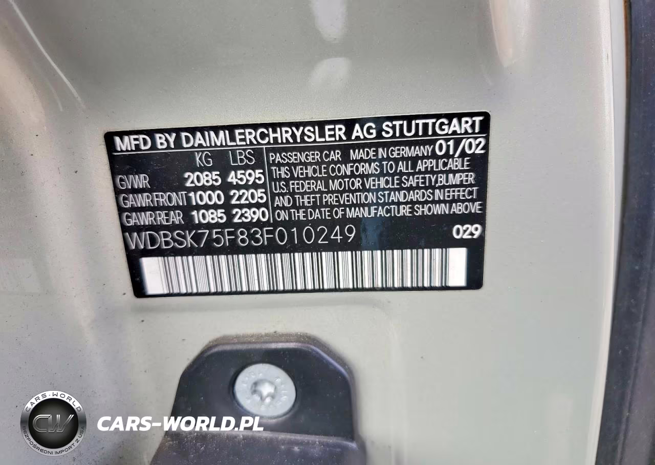 2003 Mercedes-Benz Sl 500R VIN:WDBSK75F83F010249 - 12