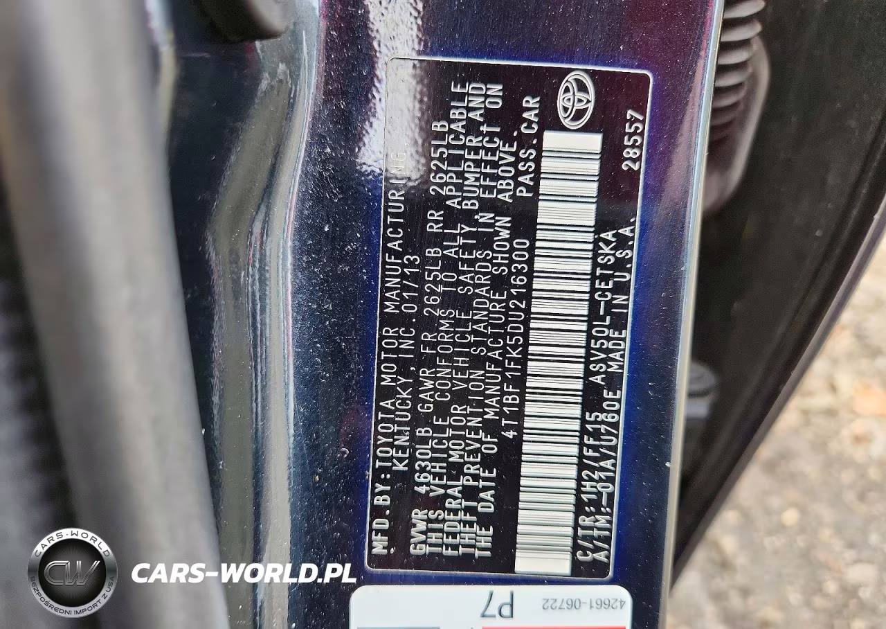 2013 Toyota Camry Se VIN:4T1BF1FK5DU216300 - 12