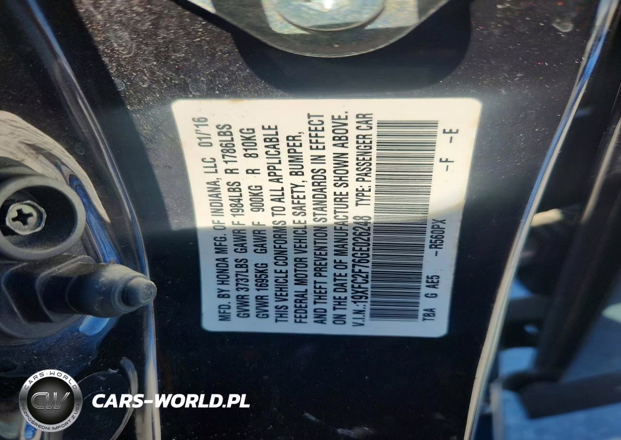 2016 Honda Civic Ex VIN:19XFC2F76GE026248 - 12