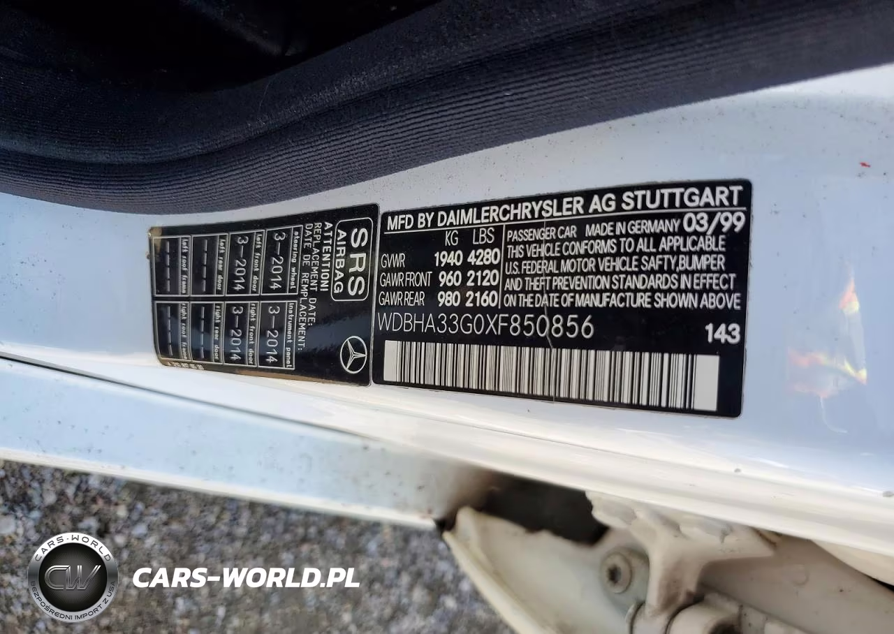 1999 Mercedes-Benz C 43 VIN:WDBHA33G0XF850856 - 12