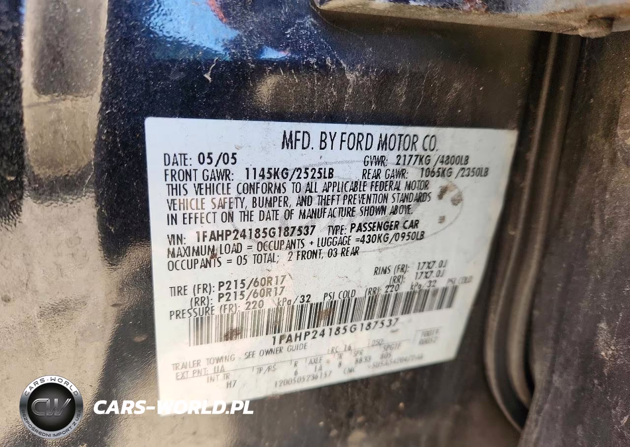 2005 Ford Five Hundred Sel VIN:1FAHP24185G187537 - 12